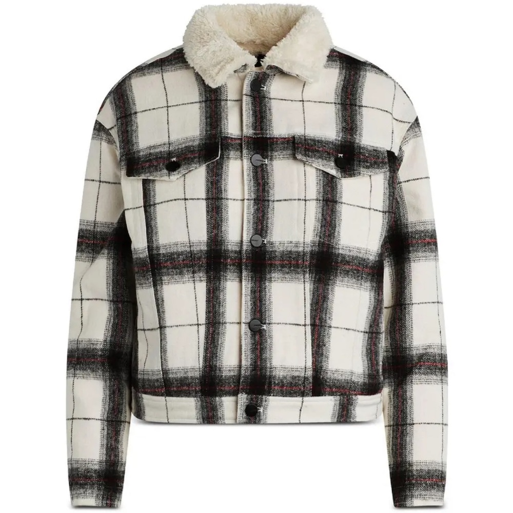 Joe's Jeans- ALLY WOMENS PLAID FAUX FUR LINED SHIRT JACKET L